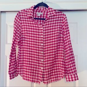 Pink gingham button up shirt